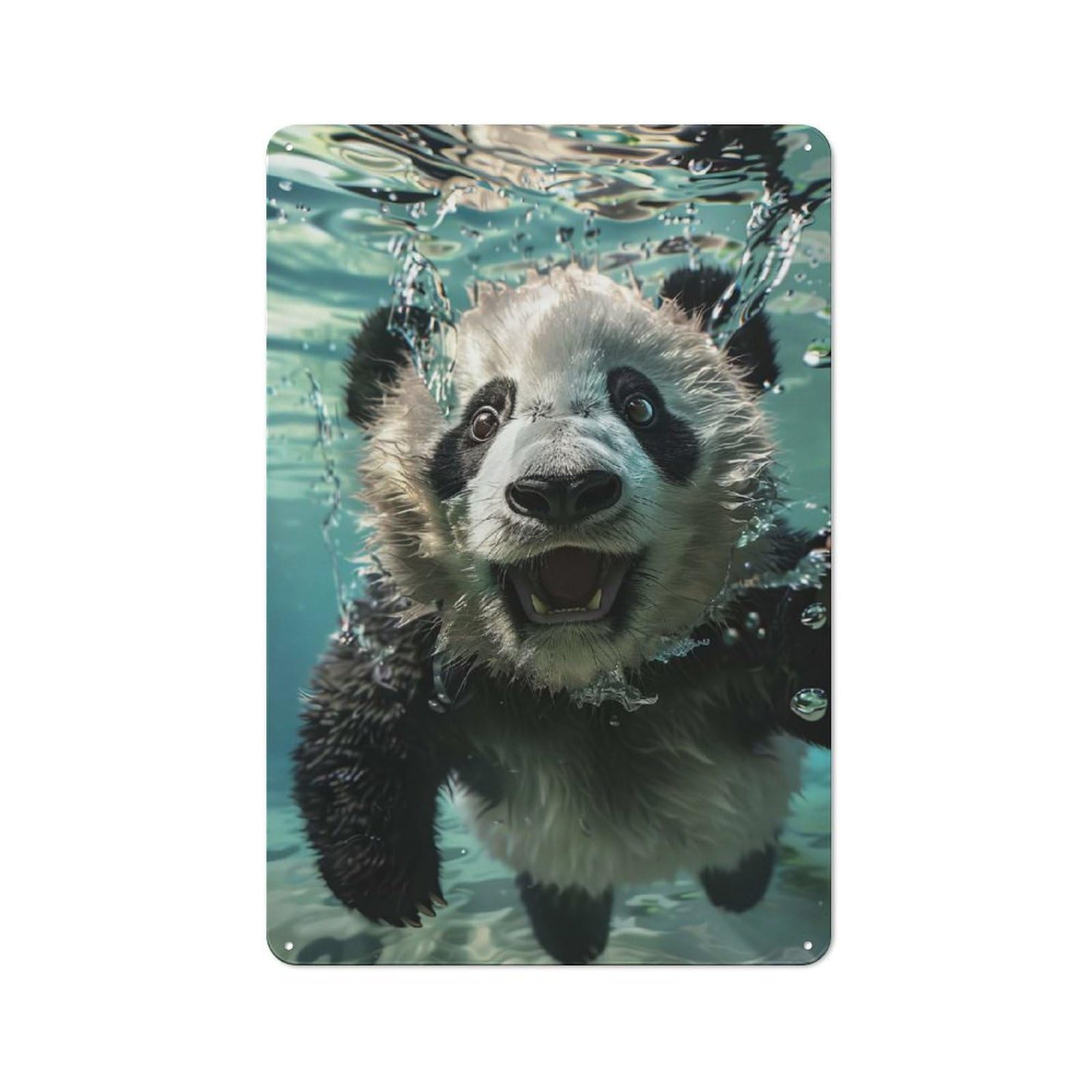 Nostalgic Panda Sea Decorative Tin Plaque 30x20cm, Classic Pub Decor for Diner, Restaurant, Shed Or Kitchen