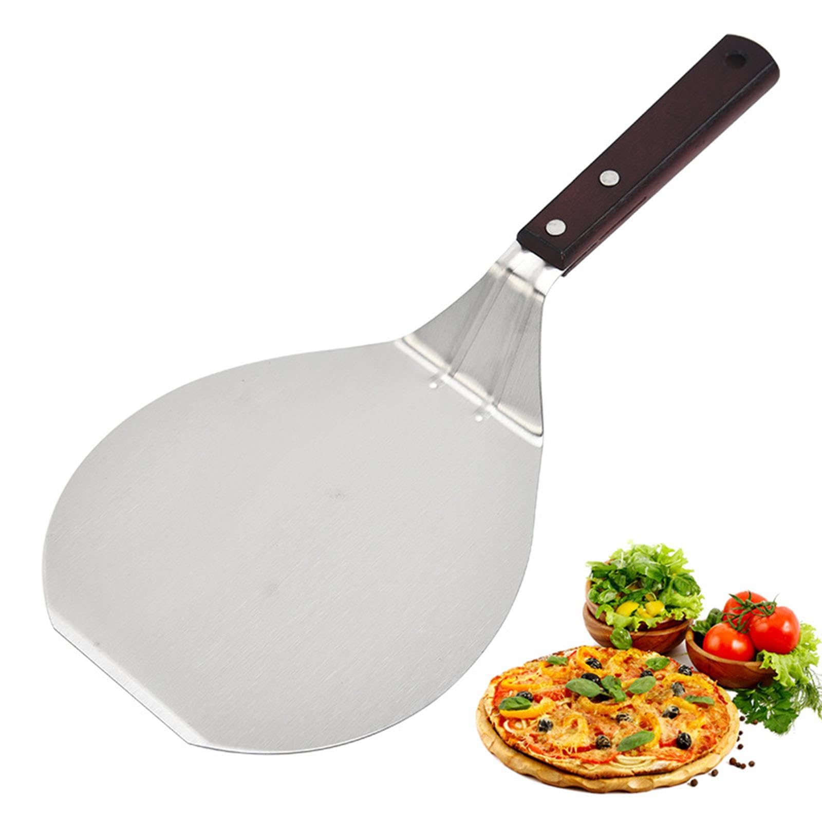 6 Teiliges Pizzaschaufel Set, Pizzaschieber Aus Edelstahl mit Holzgriff, Backzubehör, Küchenhelfer, 3 Stück