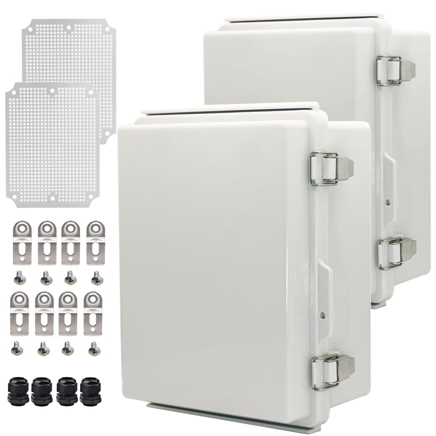 Outdoor Waterproof Electrical Box Junction Box Weatherproof IP67 ABS Plastic Enclosure Switch Router Project Box Electronics DIY Enclosure With Mounting Plate Wall Bracket Grey 8.6"x6.6"x4.3" — Amazon image 29