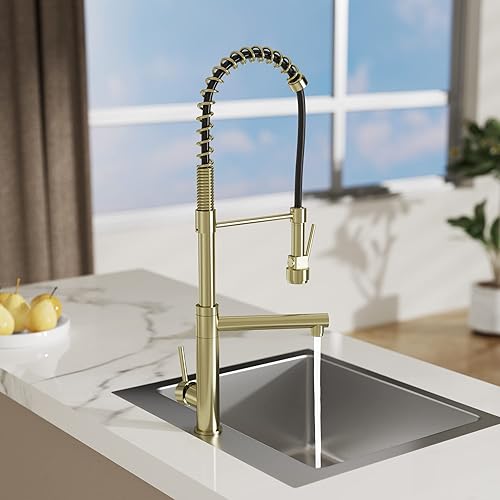 Miniatura 5 de Grifo de cocina comercial de preenjuague con relleno de olla, grifo de fregadero de cocina de alta presión de una sola manija, grifos de cocina de