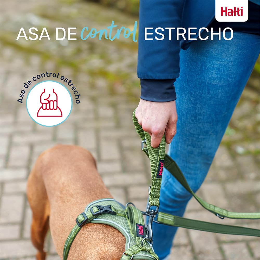 Correa Multifuncional para Perros HALTI Anatomy - Correa con Doble Enganche, Ideal para pasear y adiestrar Perros. Cómoda de Sujetar, Reflectante y Ligera. Adecuada para Cachorros (Talla L, Gris)