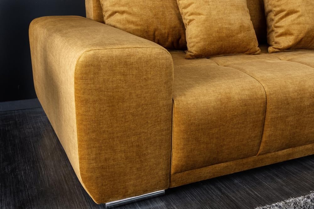 riess-ambiente.de Extravagantes XXL Sofa ELEGANCIA 285cm senfgelb Samt inkl. Kissen Bigsofa