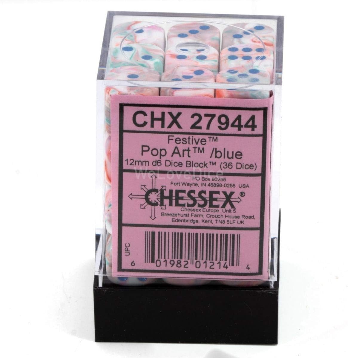 Chessex Festive 12mm D6 Dice Block, Pop Art and Blue