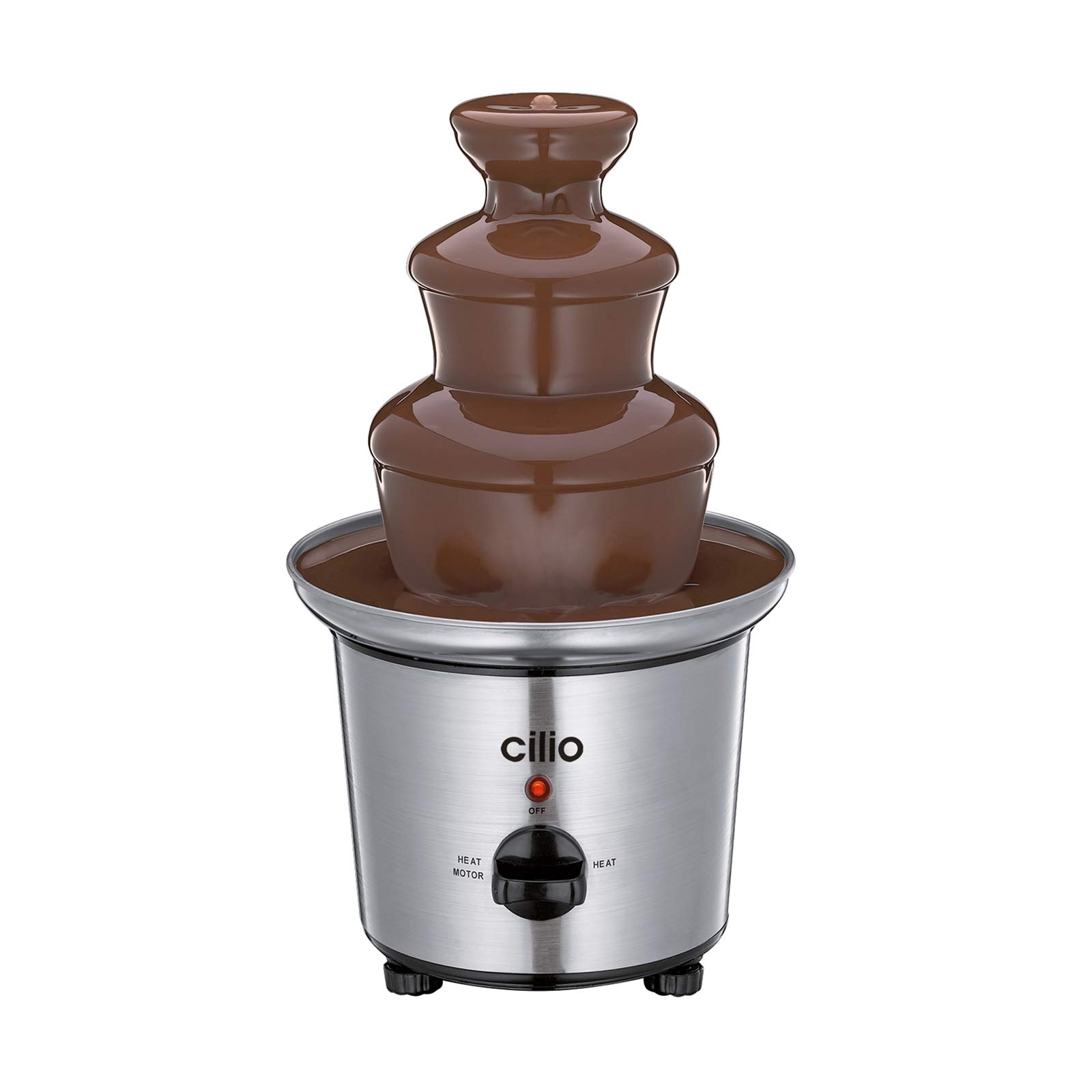 cilio Schokoladenbrunnen Peru, 450 ml, verstellbare Füße, Edelstahl | 600 g Fassungsvermögen, gleichmäßiger Schokoladenfluss, 85 W, 230 V, idealer Partybrunnen und Fondueersatz