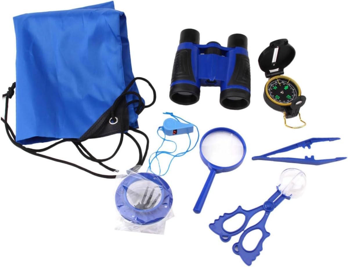 ORFOFE Outdoor Hiking Insects Observing Kit for Lightweight Wilderness Exploration Tools with Telescope Magnifying Lens Blue Educational