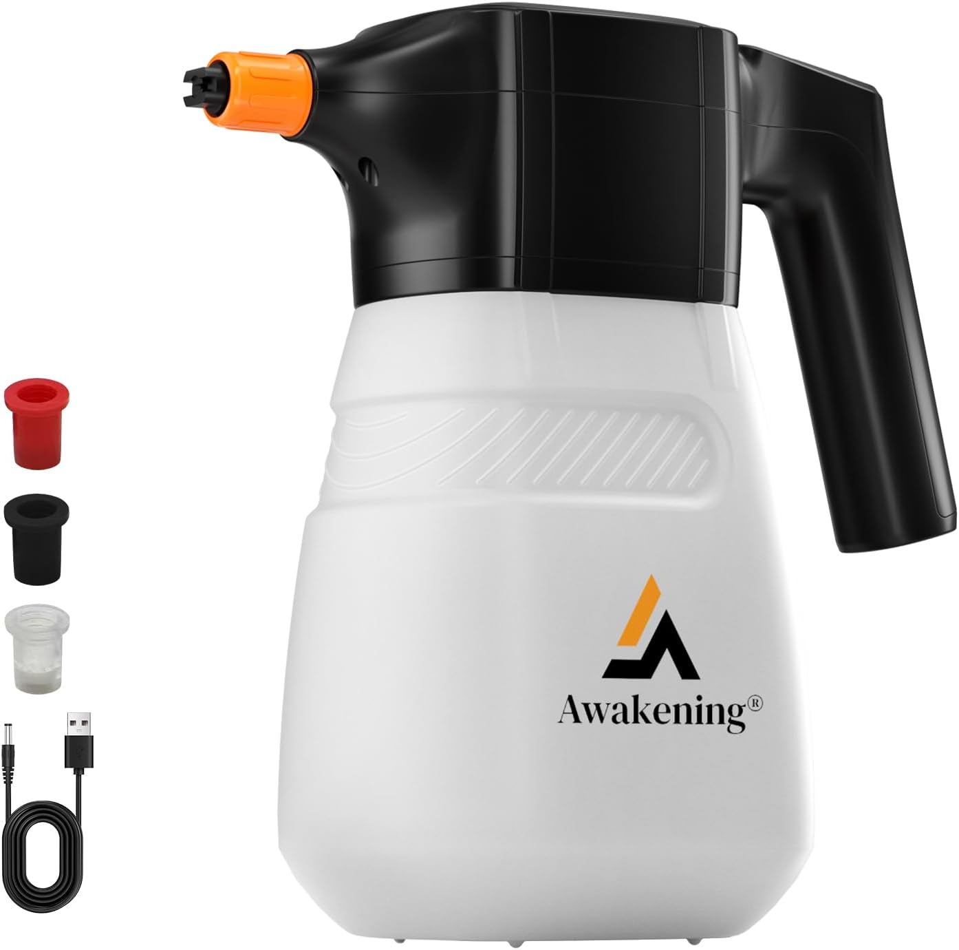 Awakening 2L Electric Foam Sprayer, Waterless Car Wash Kit, 68oz Cordless Rechargeable Battery Foam Blaster, 52PSI Portable Electric Foam Cannon for Auto Car Detailing (White)