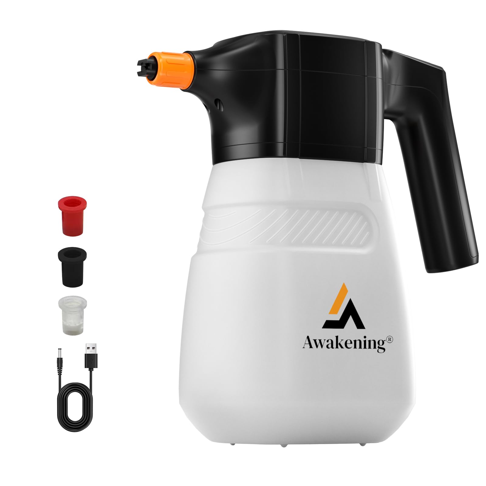 Awakening 2L Electric Foam Sprayer, Waterless Car Wash Kit, 68oz Cordless Rechargeable Battery Foam Blaster, 52PSI Portable Electric Foam Cannon for Auto Car Detailing (White)