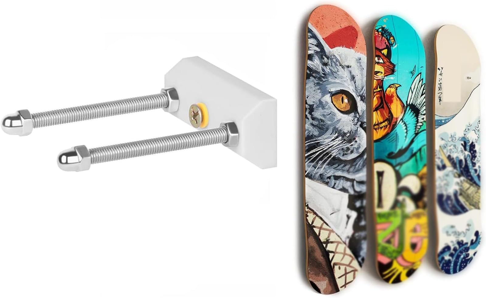 THE WHITE SHOP Skateboard Deck Display Wall Mount,Skate Deck Display Wall Mount for Skatebord Deck Display and Skateboard Deck Decoration