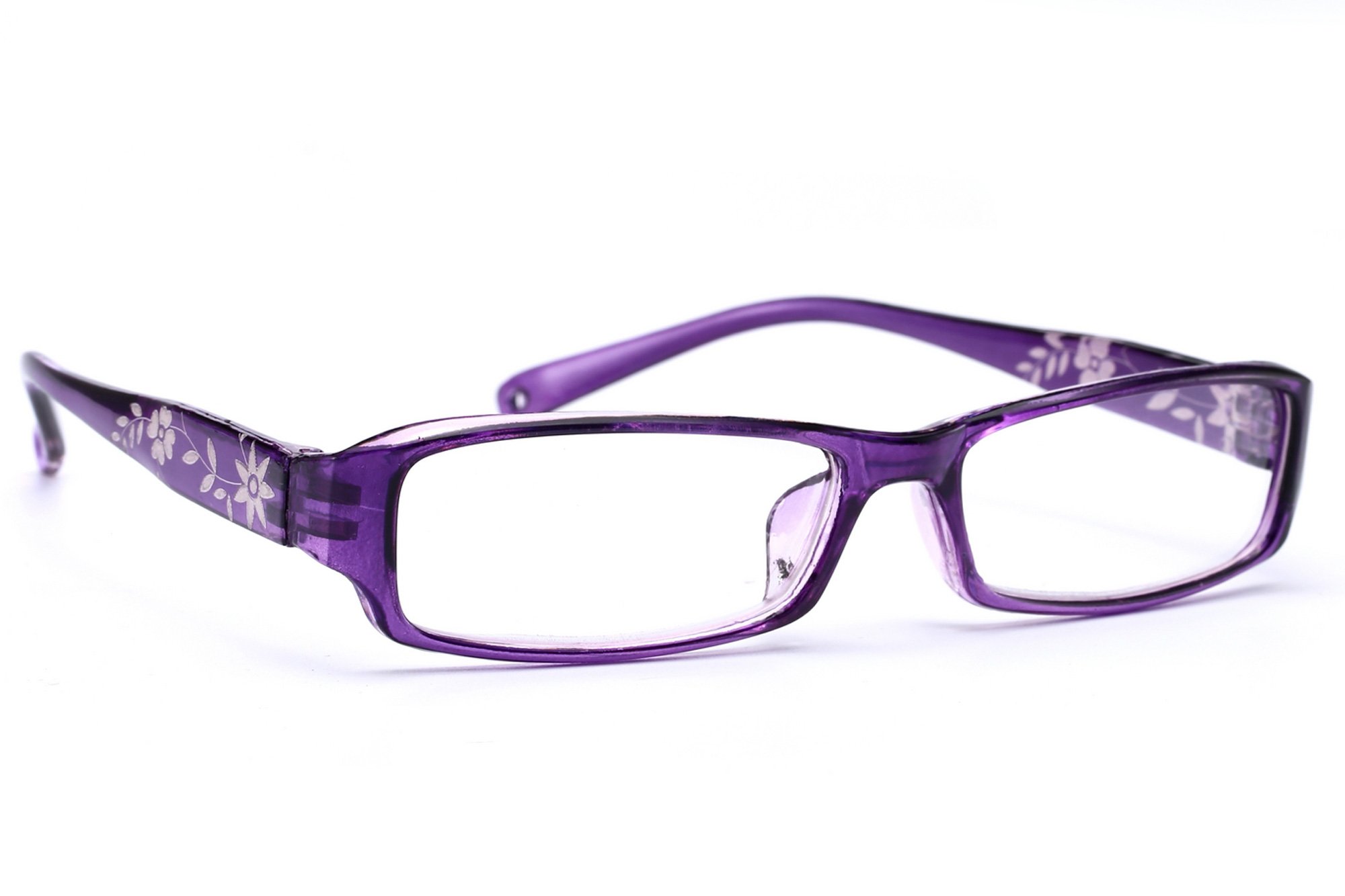 Women's Ladies Slim Reading glasse Original Retro Vintage +0.50 +0.75 +1.0 +1.5 +2.0 +2.5 +3.5 +4.00 Flower Design Vintage (+2.00, Purple)