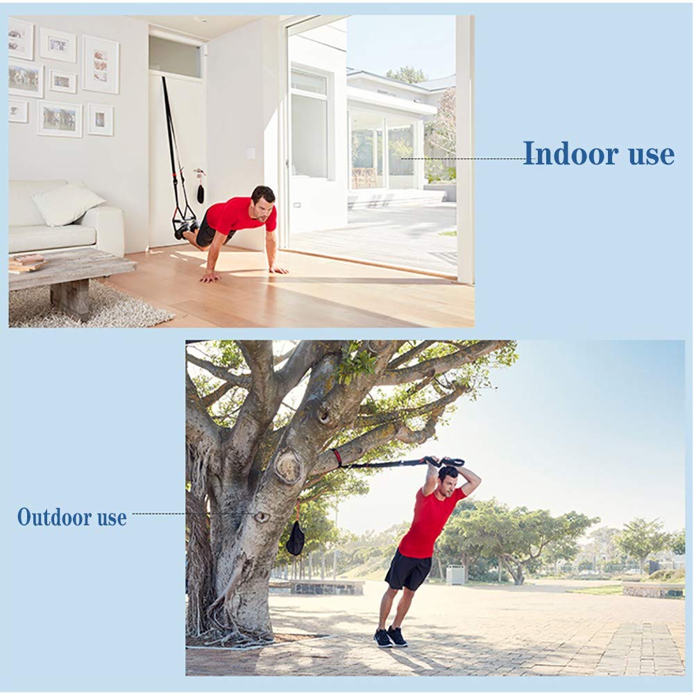 Suspension Training Kit Allenamento Sospensione Cinghie di Sospensione per Fitness Body Training Incluso Ancoraggio per Porta Supporto Cinghia di Fissaggio