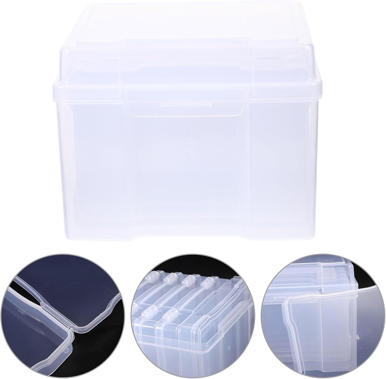 UPKOCH Photo Storage Box 5x7 Inch Plastic Organizer for Photos, Greeting Cards, and Small Parts, Multipurpose Craft Storage Container for Desktop Use