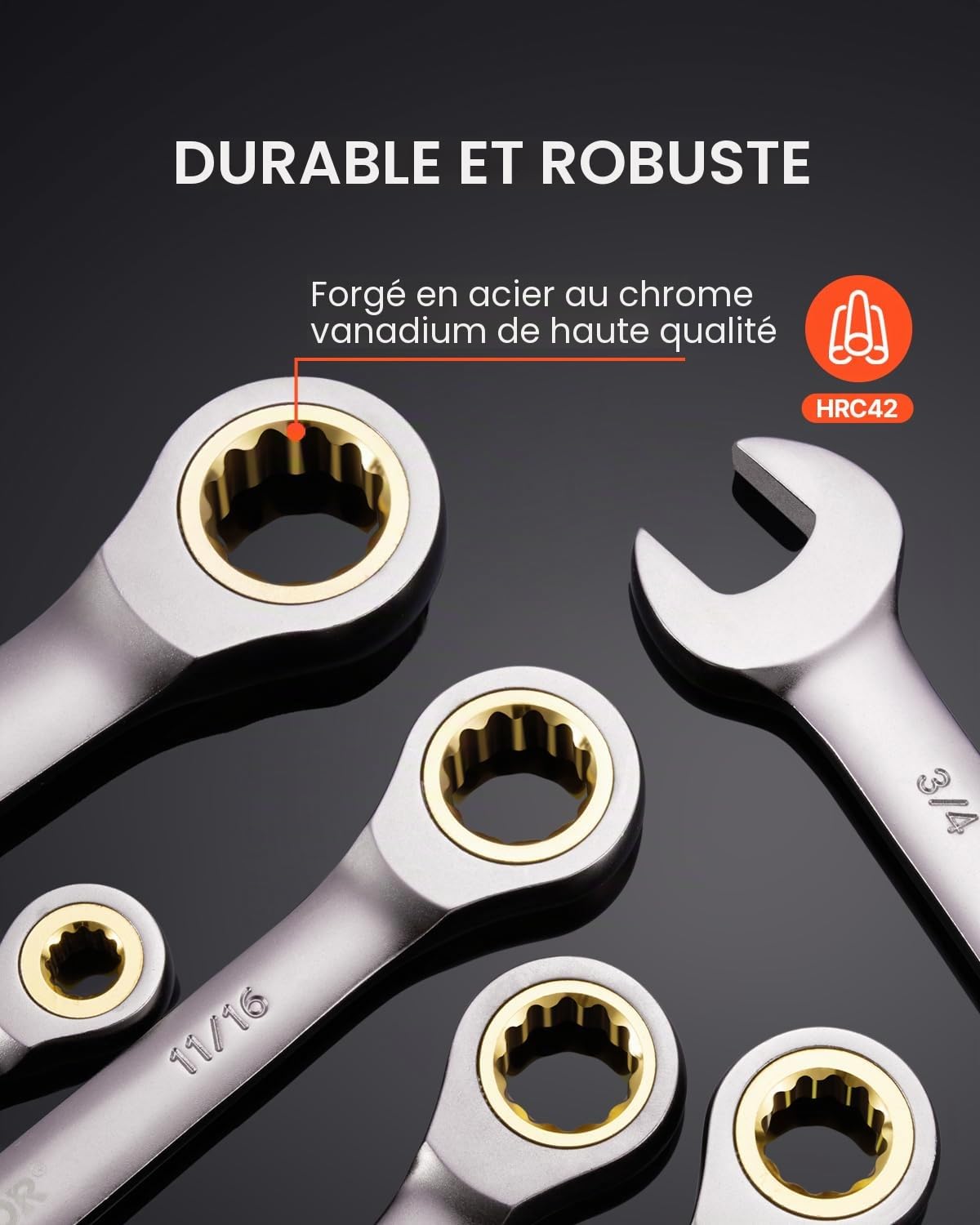 VEVOR Jeu de Clés Mixtes 24PCs, Clés à Cliquet SAE 1/4"-7/8" et Métrique 8-19 mm, Ensemble de Clés en Acier Cr-V, avec Support de Rangement, pour Travaux Ménagers, Réparations Autos, Garage, Atelier