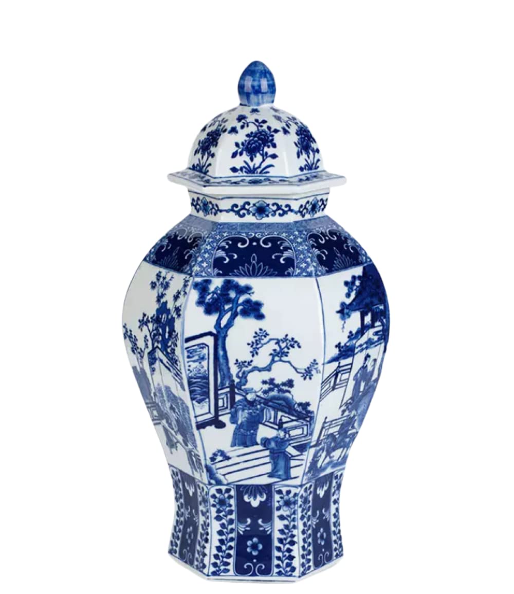 Keramikvasen, Ingwerglas mit Deckel für Heimdekoration, antike Tempelglas-Vase, traditionelle chinesische Porzellan-getrocknete Blumenvasen, Dekoration für Wohnzimmertisch, C: 41 x 21 cm