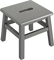 Vista 3 de eHemco Taburete de madera maciza para adultos y niños, 12.25 pulgadas, gris, juego de 2