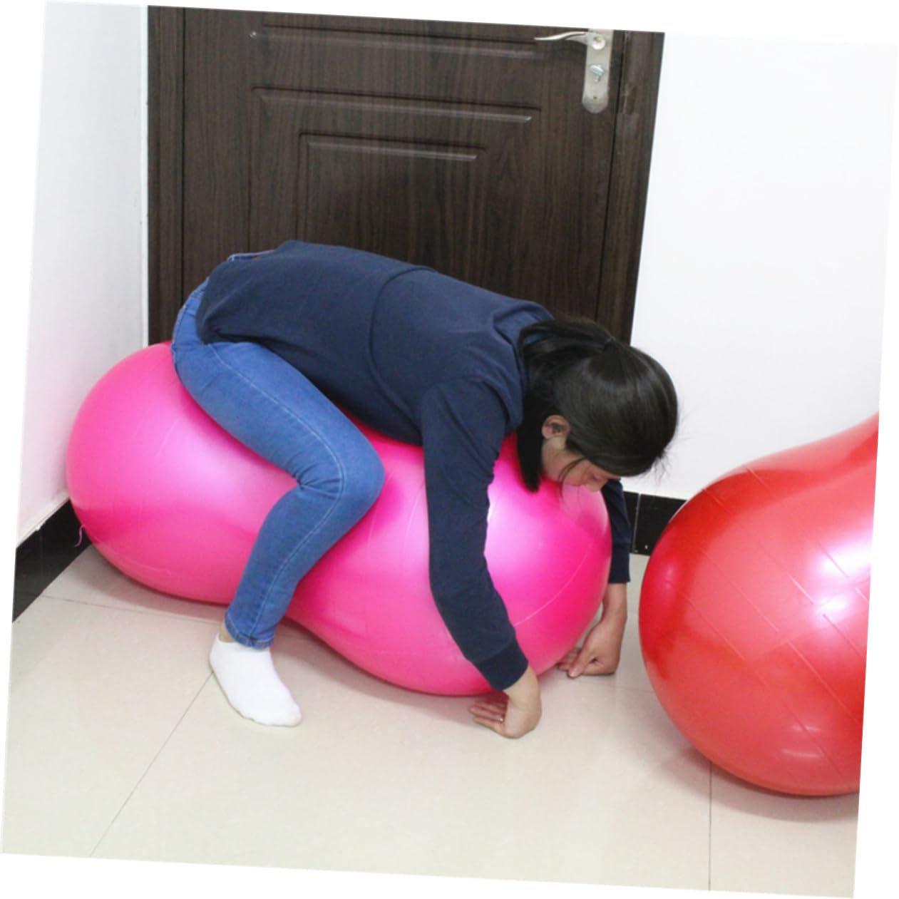 Alipis Verdickter Rosa Yogaball aus PVC Platzfester Trainingsball für Pilates und Home Exercising zur Verbesserung von Koordination und Kraft