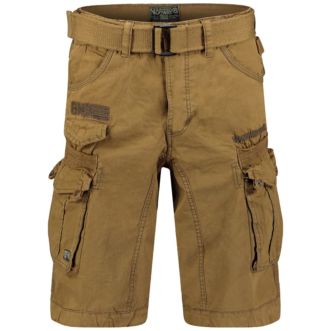 Geographical Norway – Short Cargo Été Homme – Poches Cargo + Ceinture – 100% Coton
