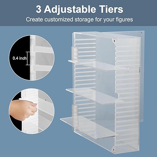 Miniatura 3 de Kitguard Vitrina acrílica con 3 niveles ajustables para figuras Funko Pop, transparente montado en la pared o escritorio para mini figuras de