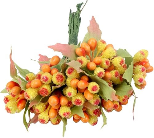 QueenBox® 12 piezas de flores artificiales de perlas, bayas, manualidades, álbumes de recortes, bayas falsas, ramo de estambres de frutas para