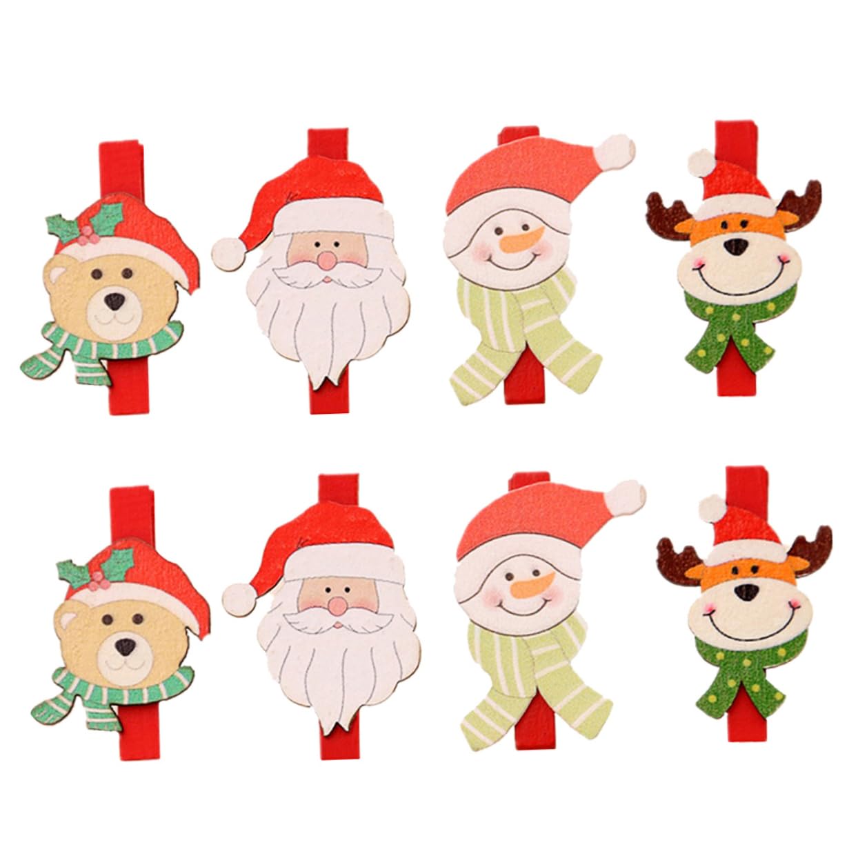 SOESFOUFU DIY Wooden Note Clips 24pcs Christmas Clips Decorative Clothes Pins for Christmas Decor Random Style