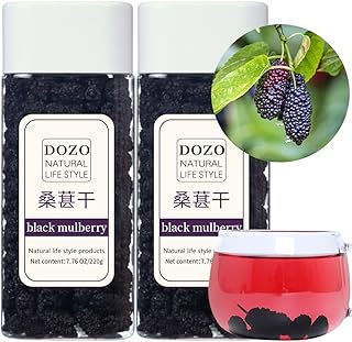 DOZO Dried Mulberries Premium Dried Black Mulberry 15.5oz/440g Large Sun-dried Mulberries Vitamins Protein Anthocyanin Vegan Snack＆Baking No sugar add 桑葚干 黑桑葚