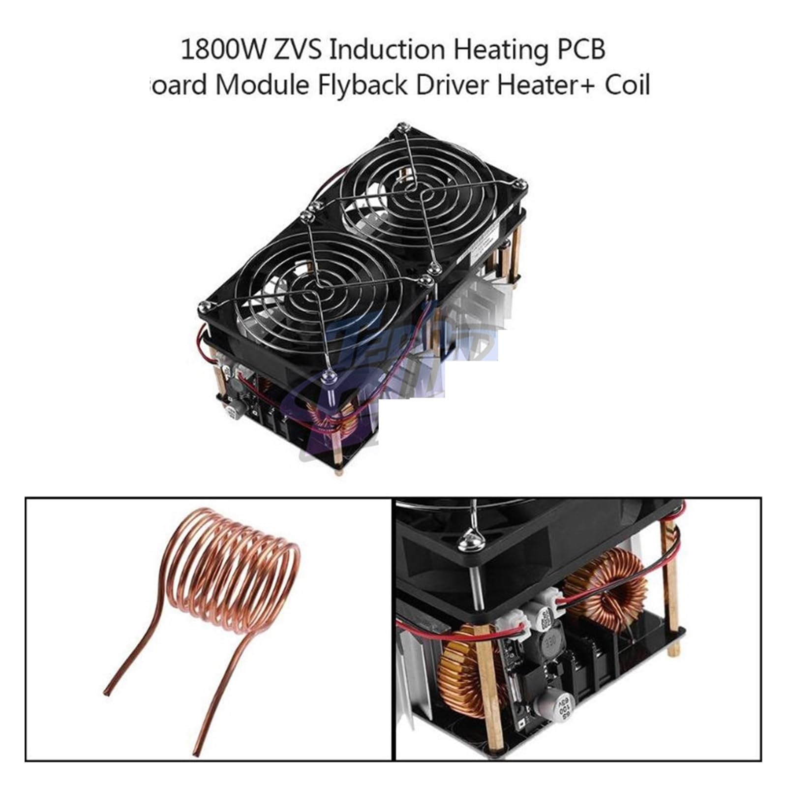 Machine de chauffage par Induction ZVS 1800W 2500W, Module de carte PCB, pilote Flyback, Interface de ventilateur de refroidissement + bobine Équipement de chauffage par induction haute(1800W)