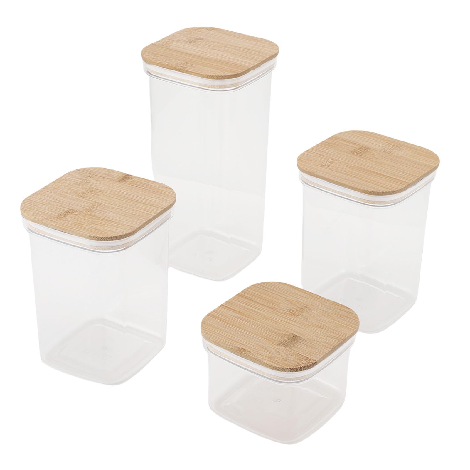 Zunate Luftdichte Vorratsdosen für Lebensmittel mit Bambusoideae-Deckeln für die Organisation in der Küche, Quadratische, Durchsichtige Kanister, 6er-Pack (8 Packungen 2000 ml x 1 + 1300 ml x 2 +