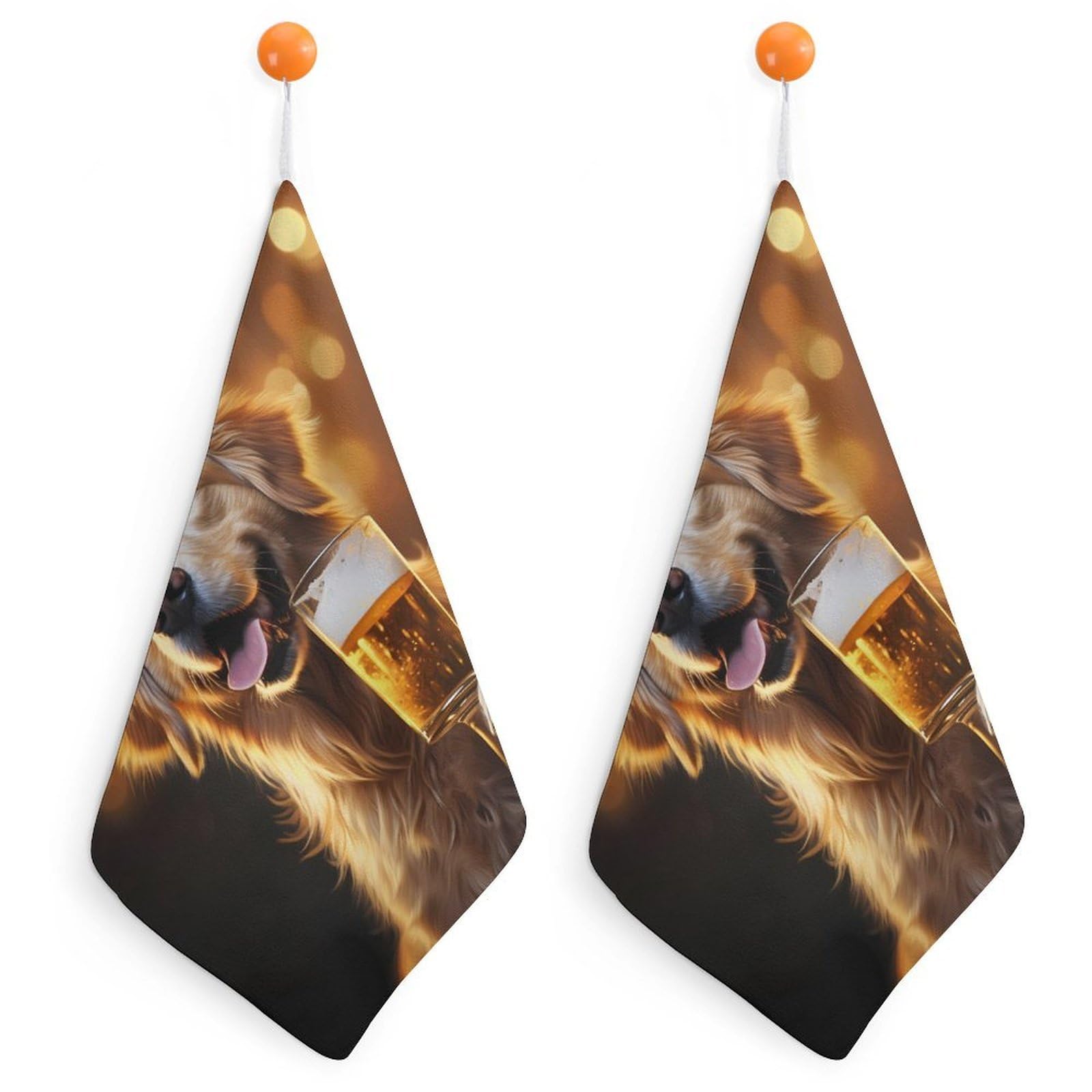 CGSBNGHA Gold Retriever Dog And Beer Hand Towel Hanging Face Towels Cleaning Cloths Handkerchief for Bathroom Kitchen