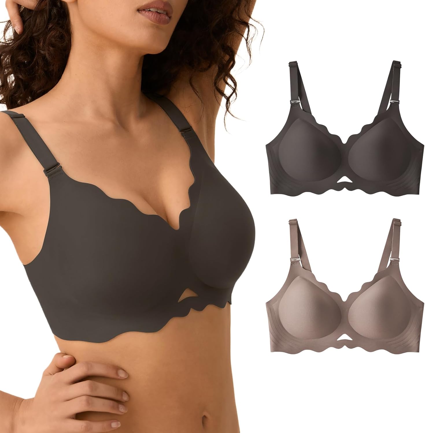 Jelly Bras for Women with Support - S-3XL Wireless Seamless T-Shirt Bra No Underwire Full Coverage Comfort Bralette