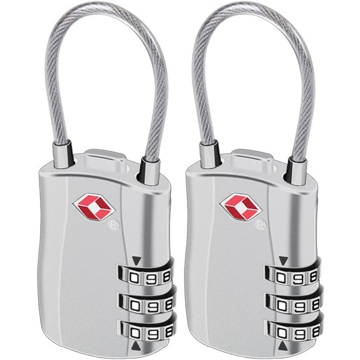 T Tersely TSA Approved Luggage Combination Locks, T Tersely (2 Pack) Combination Padlock with Alloy Body TSA Lock for Travel Bag, Suit Case, Lockers, Gym, Bike Locks or Other - Silver