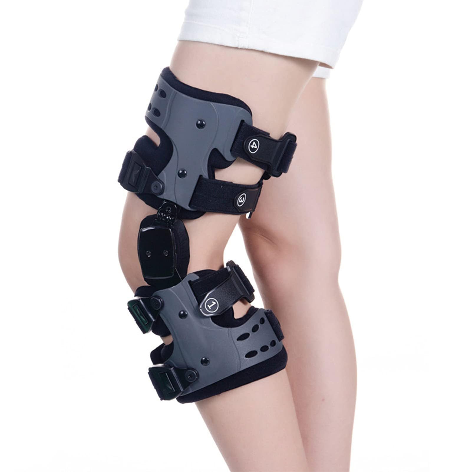 Ortesis de Rodilla, Médica de Pierna y Tobillo Fijo Corrector de Articulación de Rodilla, Rodilleras Menisco Y Ligamento, Ortesis de Rodilla con Bisagra con Mandril