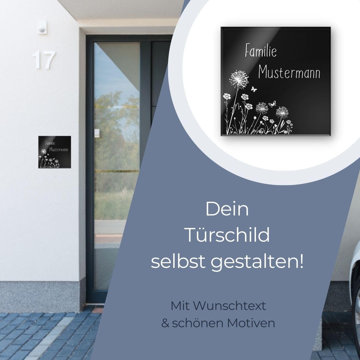 Türschilder mit Gravur in schwarz oder anthrazit | Namensschild Briefkastenschild aus Acrylglas - selbstklebend oder mit Bohrlöcher Klingelschild | Größe ab 5x2 cm