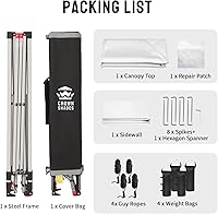 Vista 8 de CROWN SHADES - Toldo desplegable de 8 x 8 pies con 1 pared lateral, tienda de campaña de playa que se arma con solo presionar un botón, glorieta