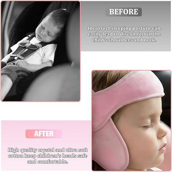 HZEL Car Seat Head Support Band, Soft Comfortable Adjustable Headhold Carseat Neck Relief Support Strap for Sleeping Travelling, Automotive Seat Head Neck Holder Band, Universal Fit (Black) - 4