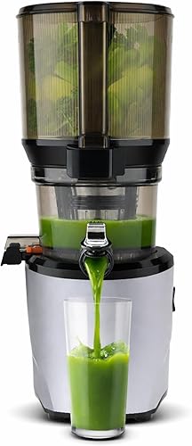 Kuvings AUTO10 Exprimidor de presión en frío plateado - Exprimidor eléctrico de masticación sin manos con motor de 240W - Muy silencioso con tolva
