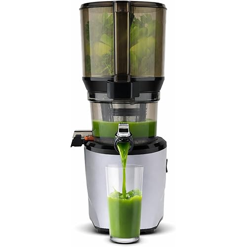 Kuvings AUTO10 Cold Press Juicer Silver - Hands-Free Electric Masticating Juicer Machine With 240W Motor - Very Quiet With 100 Oz Batching Hopper for Juice, Smoothies, Nut Milk, and Sorbets