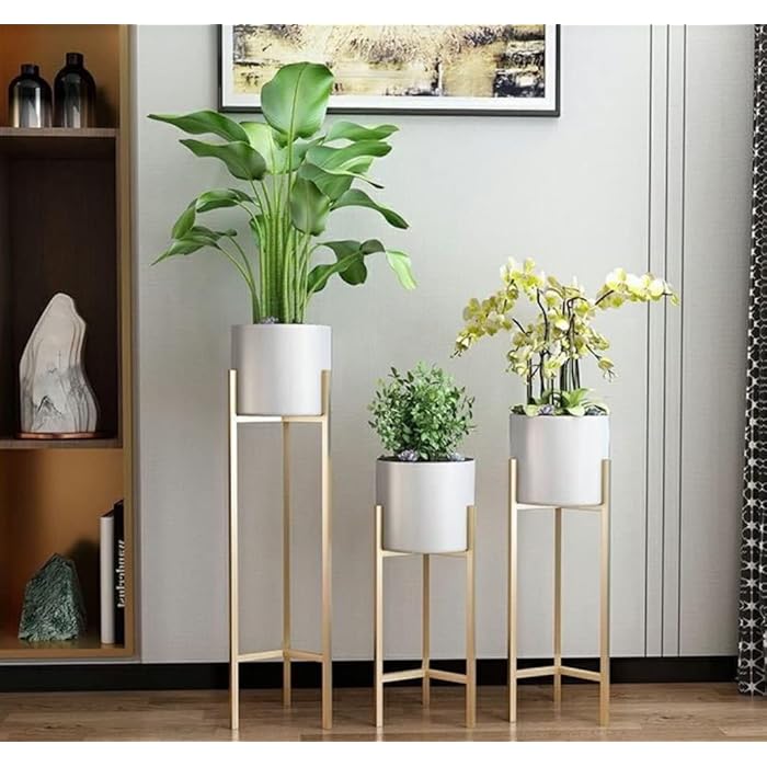 Buy Crafter Iron toll Plant Stand with Pot Set of 3 Modern Metal