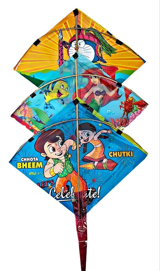 PUREKITE Premium Toys & Gift Gallery Plastic Premium Cartoon Character Kites for Decoration & Flying Assorted Colours, Pack of 10, 20 * 20 Inch, Multicolored Famous for Flying, Kites-image-8