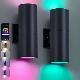 Nigaut Smart Outdoor Wall Lights, 30W Exterior/Interior Lighting Fixture Compatible with Alexa, IP65 Waterproof Up and Down Lights Outdoor for Porch Garden, 2.4 GHz Wi-Fi & App Control