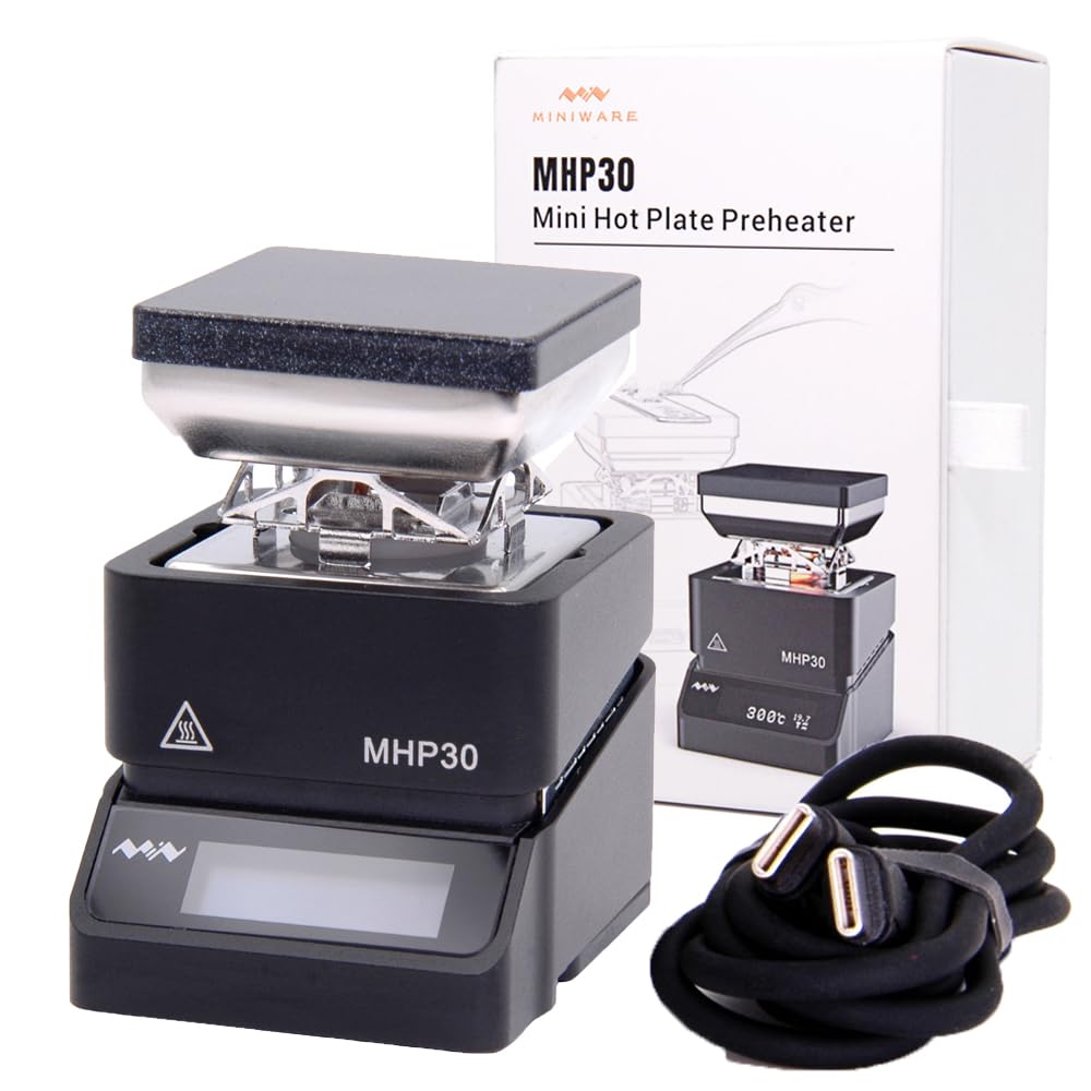 Charmgle MHP30 Mini Placa Calefactora Precalentador Eléctrico Estación de Soldadura Placa Calefactora de Laboratorio 30X30 mm Área de Calentamiento (sin Fuente de Alimentación)