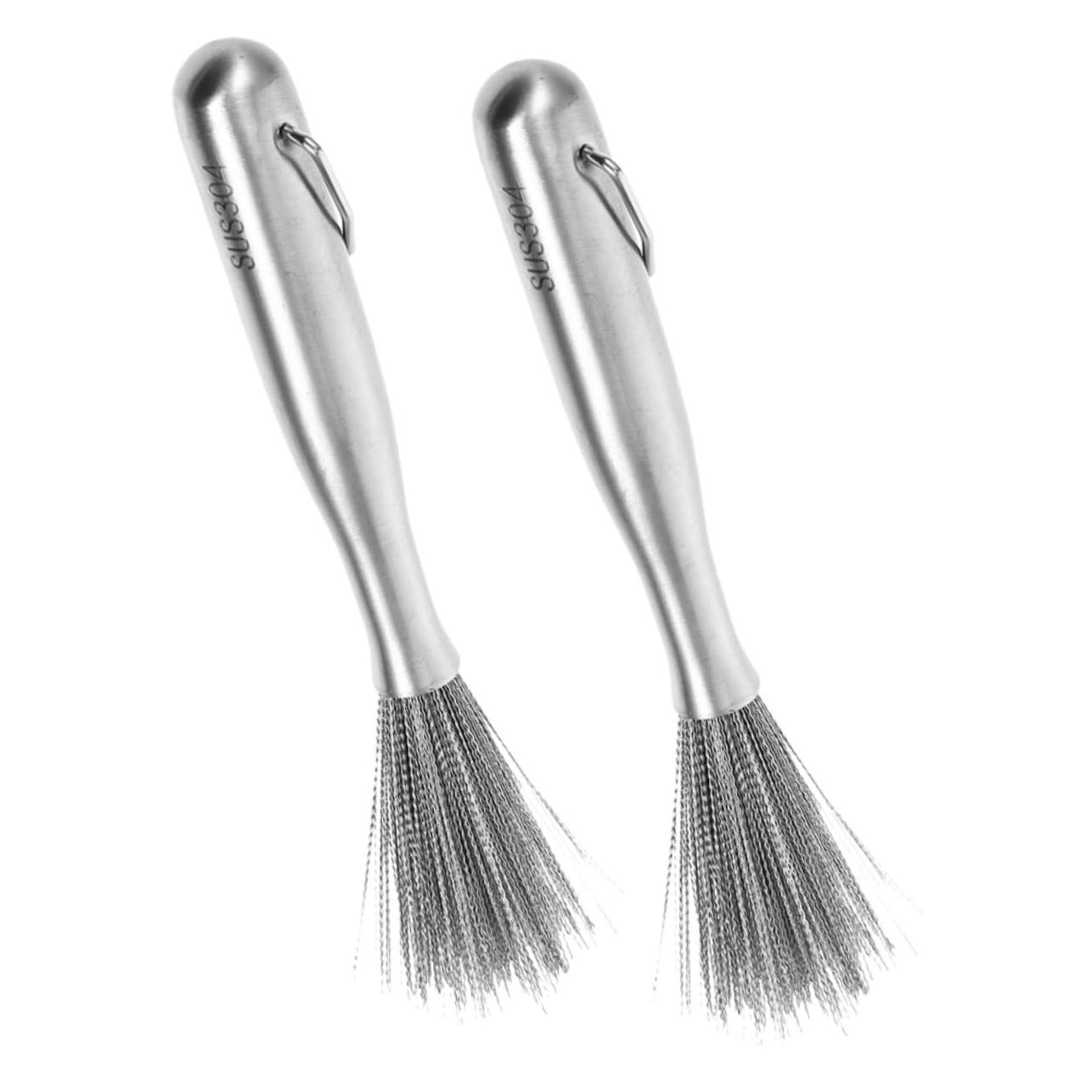 Garneck Ergonomic Steel Handle Pot Brush 2-Pack Dish Scrubber Wire Brush for Quick Easy Kitchen Cleaning