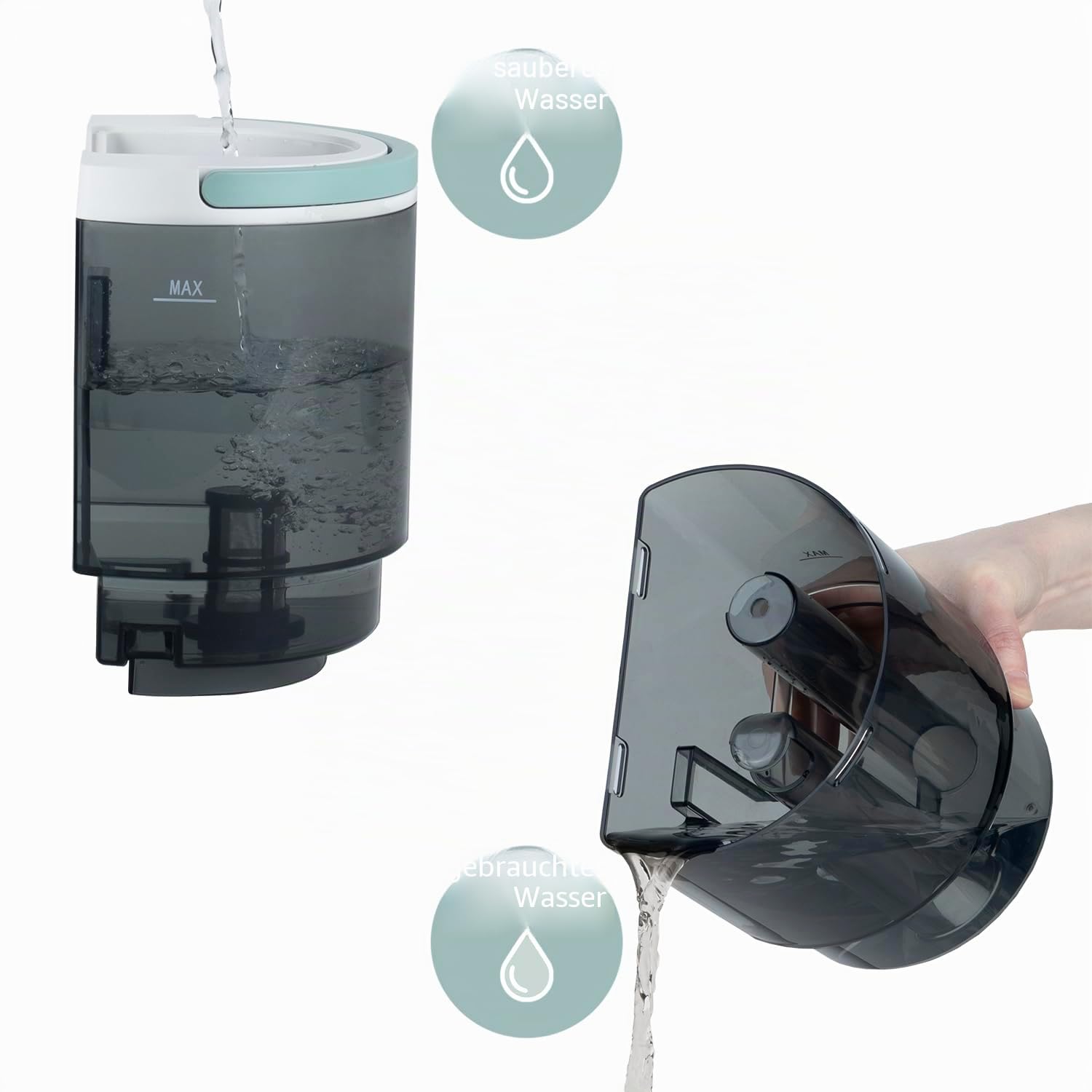 H.Koenig Handtextilreiniger TWT88, Waschsauger, Teppichreiniger, Polsterreiniger; Abnehmbarer Doppel Wassertank 1600mL und 950mL, Wasserfluss 250mL/min, Temperatur bis zu 60°C, 2 Saugstufen, 1200W