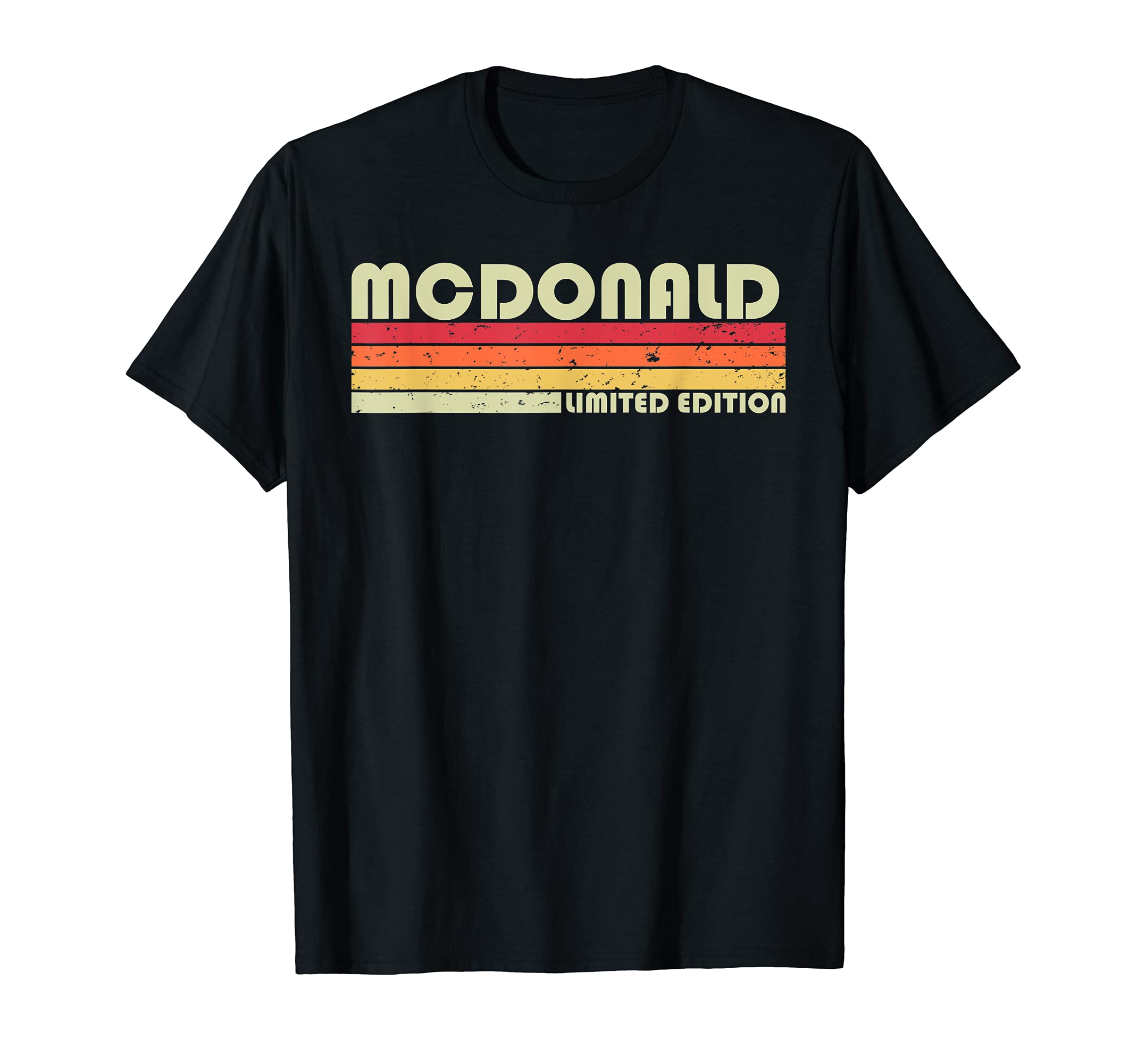 Customized Last Name Gifts Family Christmas TeamMCDONALD Surname Funny Retro Vintage 80s Birthday Reunion T-Shirt