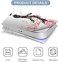 Vista 5 de AoHanan Cherry Tree Blossom PS5 - Juego completo de calcomanías de vinilo para consola y controlador para Playstation 5 Disc Edition