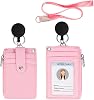 2025 Latest Cute Badge Holder Retractable Lanyard Reel Clip with Heavy Duty Carabiner, 1 Clear ID Window, and 4 Card Slots in 2 Sided for Students Teens Boys Girls Women (01 Black Bear)