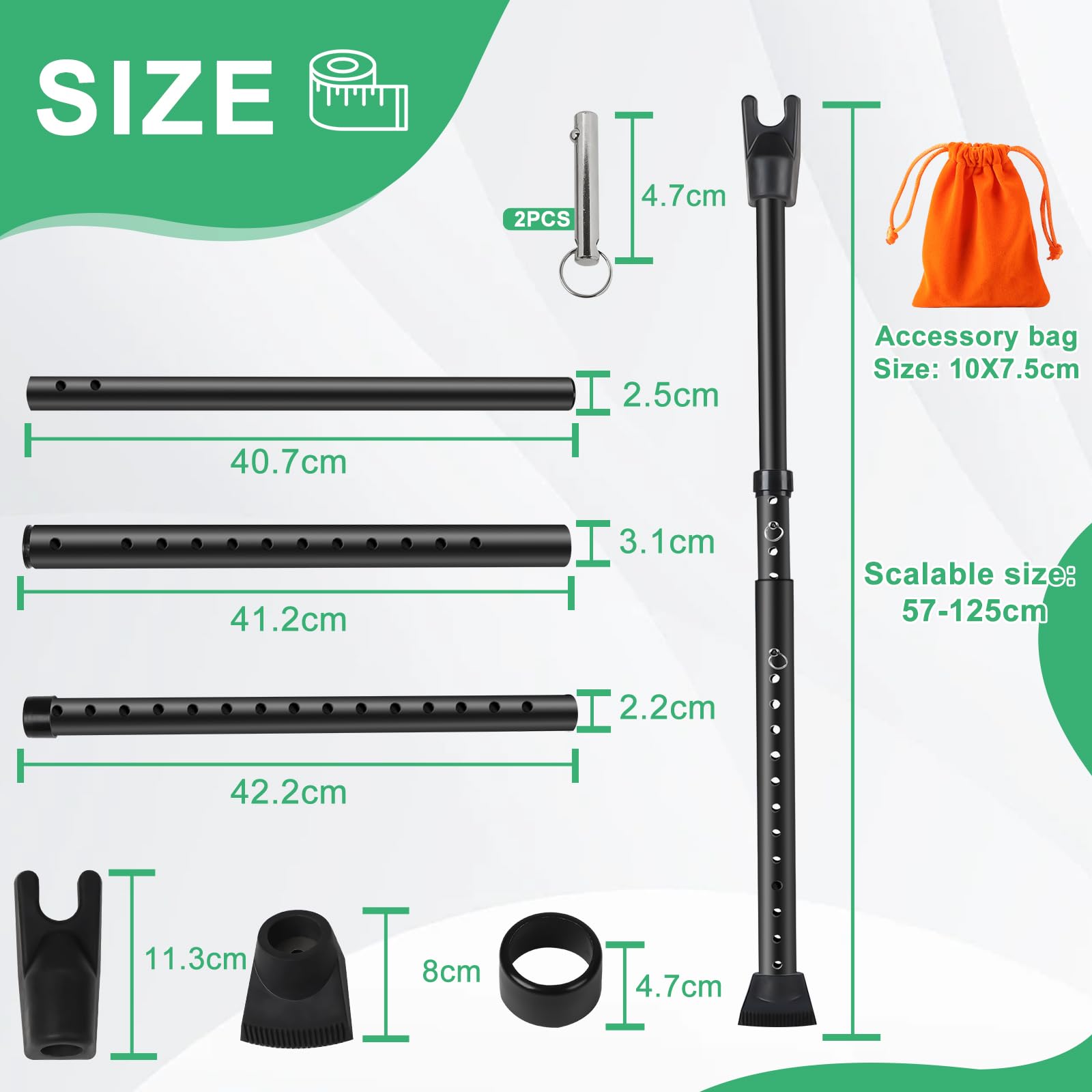 MIGUBIGU Door Safety Bar, Safety Bar for Doors Adjustable 59-123 cm, Burglary Protection Door, Door Secures, Door Handles - Image 2