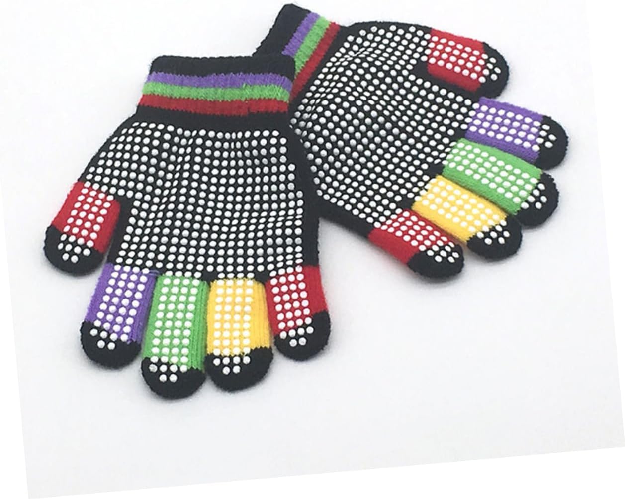 12pairs Boy Girl Snow Gloves Warm Stretchy Non-slip Gripper Mittens for Boys Girls Random Colors for Winter Sports and