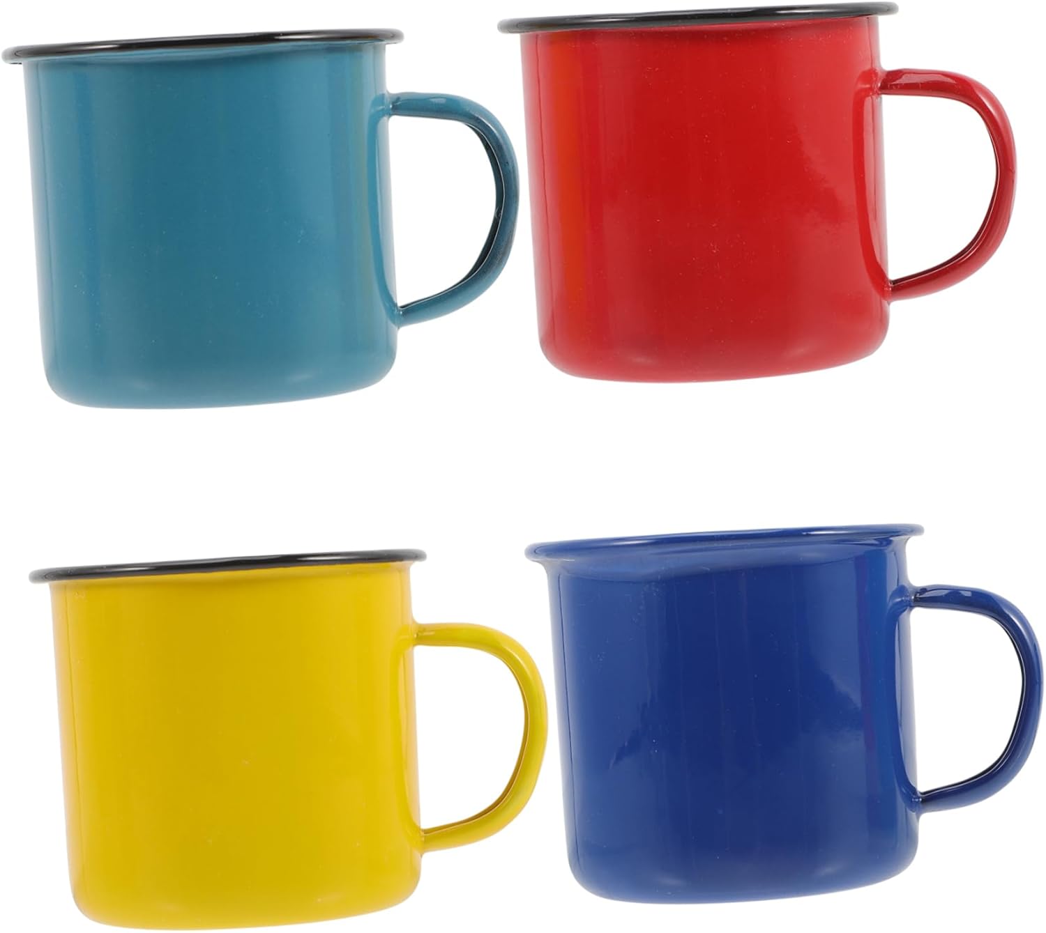 TIDTALEO 4Pcs Enamel Mug Retro Handheld Water Cups for Outdoor Camping Juice and Tea Easy to Clean Non Breakable Design and Peacock