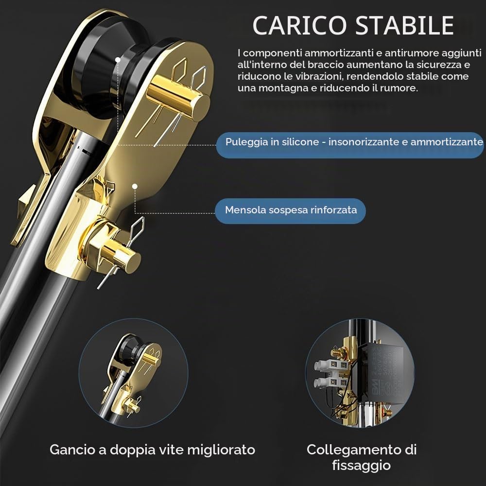 Ventilatore da Soffitto Senza Luce 200cm Ventilatore Industriale con Telecomando, 6 Pale per Camera da Letto, Soggiorno, Fattoria, Veranda(Black)