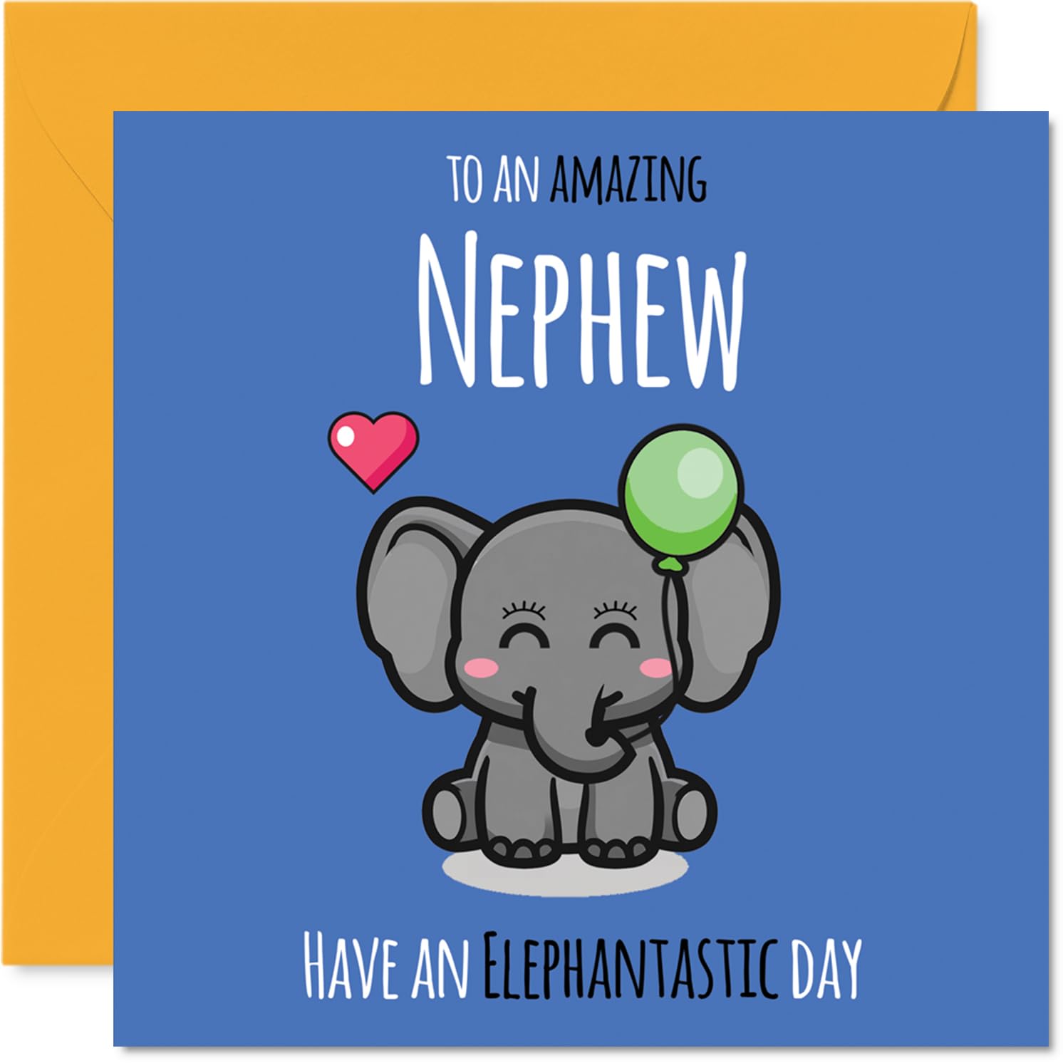 Nephew Birthday Card - Have An Elephantastic Day - Happy Birthday Card for Nephew from Auntie Uncle, 145mm cute elephant Bday Greeting Cards