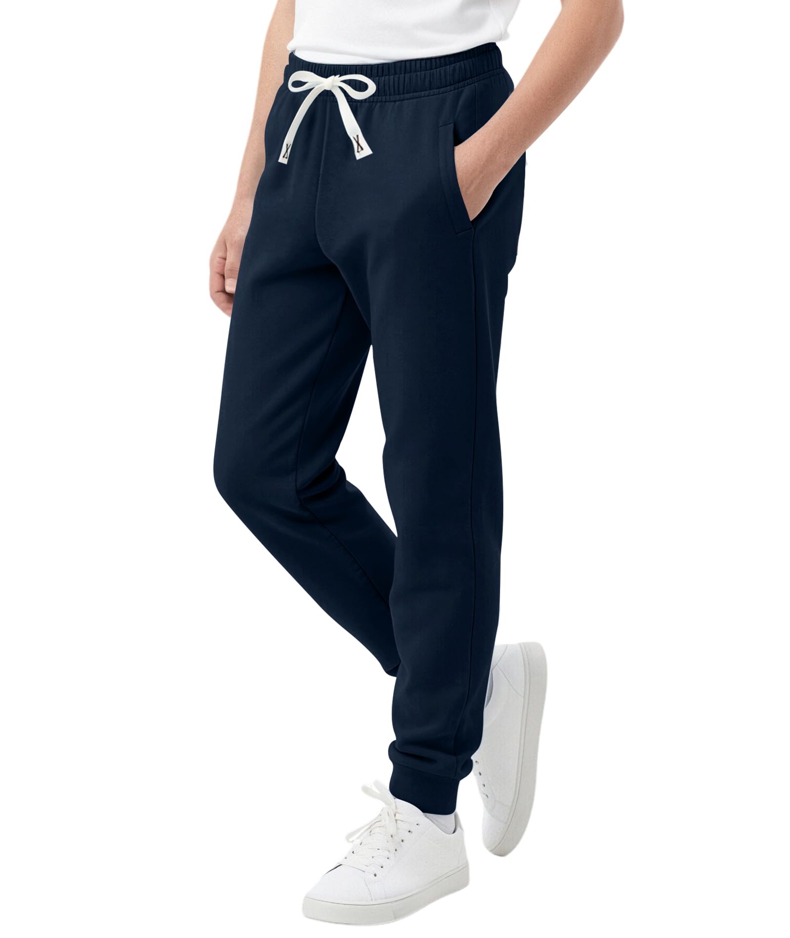 Holure Confezione da 1/3 pantaloni da jogging in cotone per ragazzi con tasche con cerniera in vita regolabile morbidi pantaloni della tuta larghi per scuola sportiva